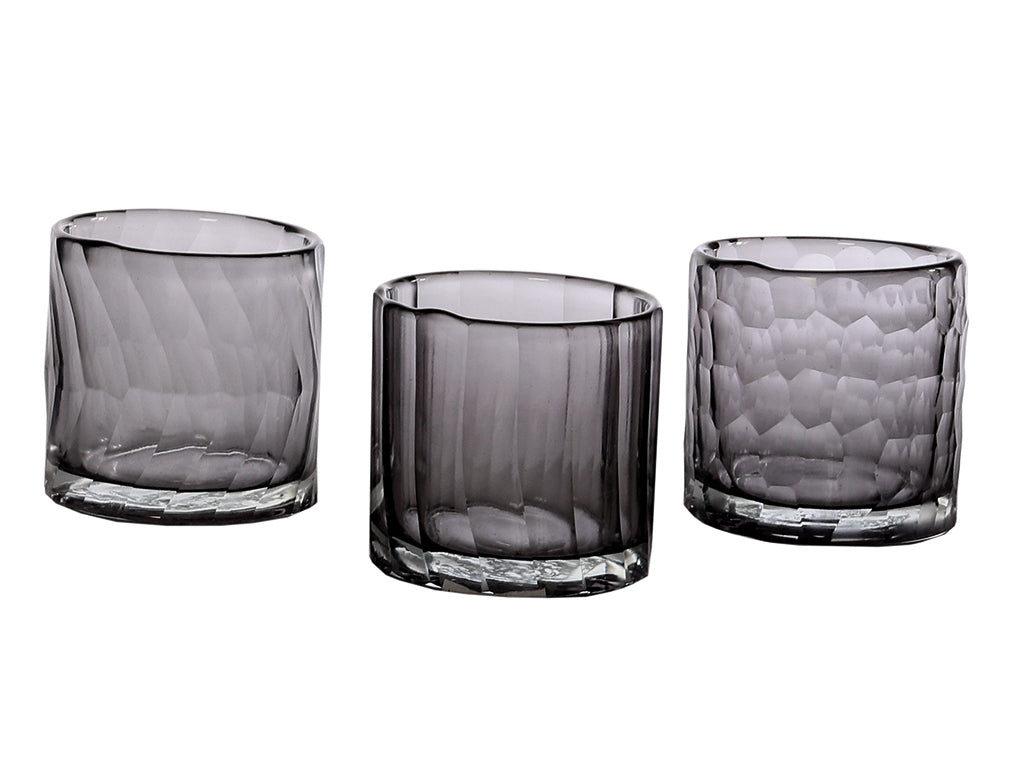 Windlicht Cassis, smoke-klar, h 7cm, d 7cm