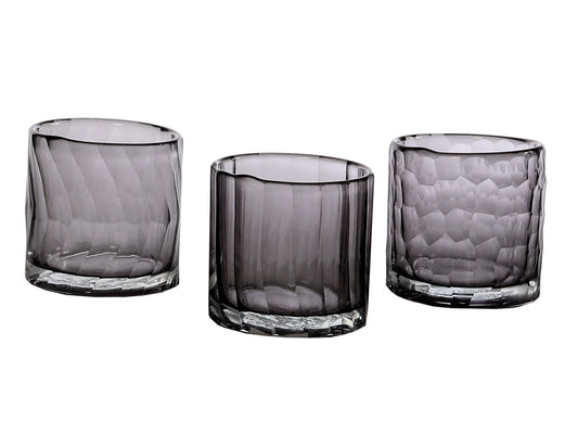 Windlicht Cassis, smoke-klar, h 7cm, d 7cm